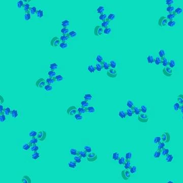 Science molecular structure isometric icon seamless pattern Stock Illustration