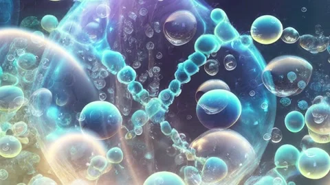 Science molecule advertisement background, molecules of liquid bubbles Stock Footage 246458277