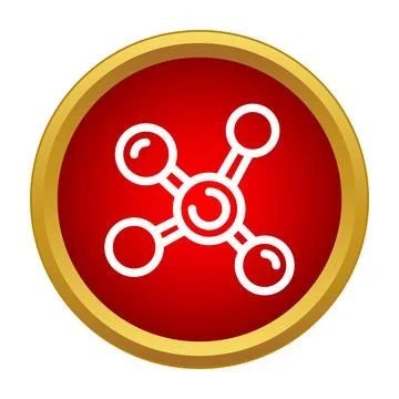 Science molecule atom structure on red button icon Stock Illustration