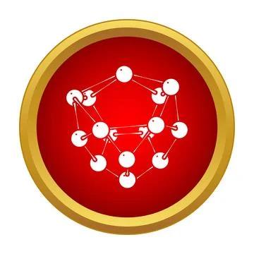Science molecule network structure in red circle icon Stock Illustration