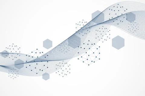 Science network pattern, connecting lines and dots. Technology hexagons str.. イラスト素材