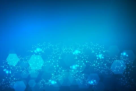 Science network pattern, connecting lines and dots. Technology hexagons str.. Stock Illustration