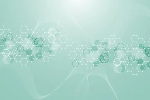 Science network pattern, connecting lines and dots. Technology hexagons str.. Stock Illustration