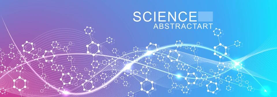 Science network pattern, connecting lines and dots. Technology hexagons Stock Illustration