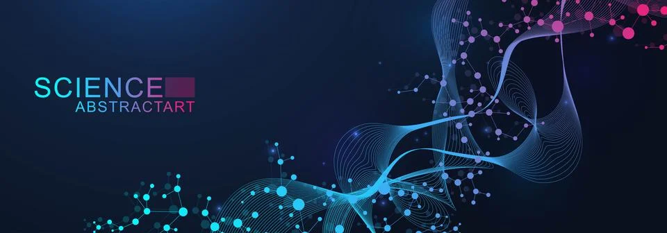 Science network pattern, connecting lines and dots. Technology hexagons Illustrazione stock