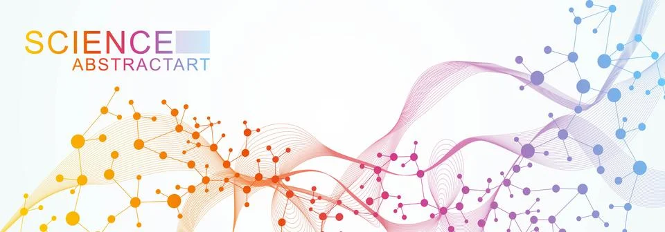 Science network pattern, connecting lines and dots. Technology hexagons Stock Illustration