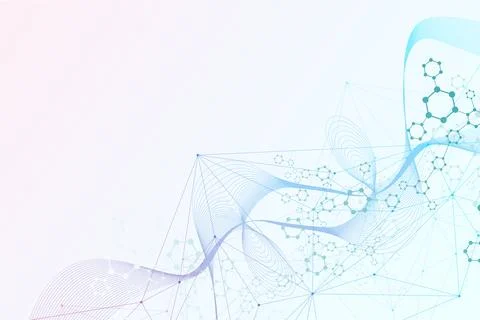 Science network pattern, connecting lines and dots. Technology hexagons Stock Illustration