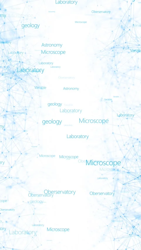 Science network word cloud background laboratory, astronomy, microscope, observa Stock Footage 340549340