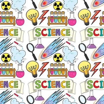 Science Objects and Icons Seamless Pattern Stock Illustration