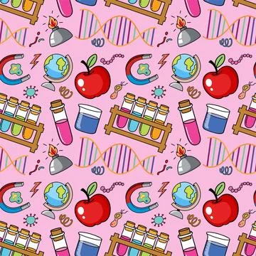 Science Objects and Icons Seamless Pattern Stock Illustration