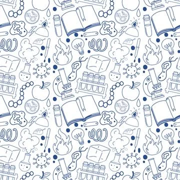 Science Objects and Icons Seamless Pattern Stock Illustration