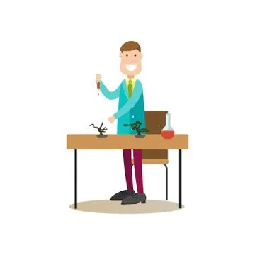 Science people concept flat vector illustration Stock Illustration