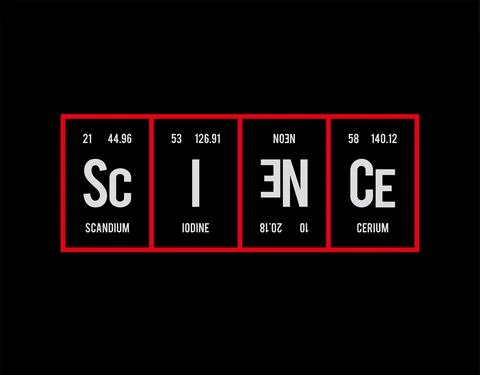 Science - Periodic Table of Elements on black background in vector illustrati Illustrazione stock