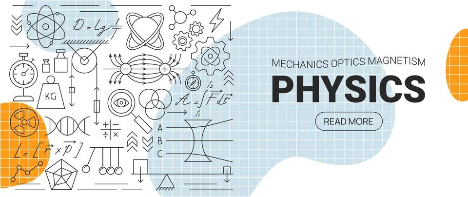 Science Physics Line Web Banner Stock Illustration
