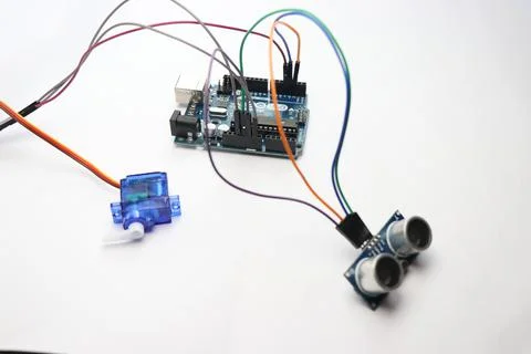 Science project made using arduino. Arduino development board project Stock Photos