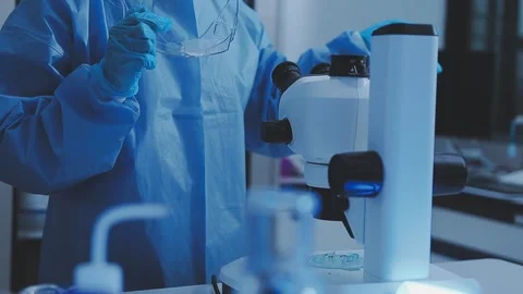 Science, research and hands in lab with notebook and computer on scientific.. Stock Footage 344456302