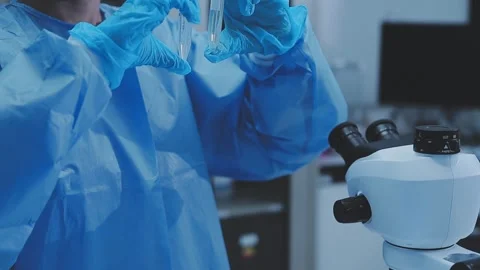 Science, research and hands in lab with notebook and computer on scientific.. Stock Footage 344456566