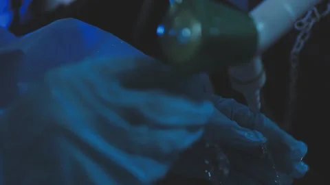 Science, research and hands in lab with notebook and computer on scientific.. Stock Footage 344456855