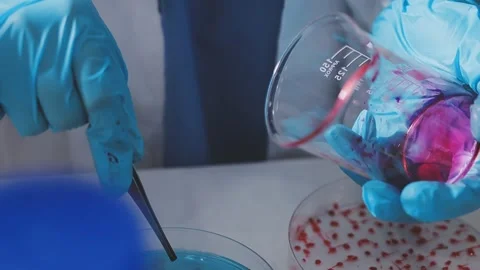 Science, research and hands in lab with notebook and computer on scientific.. Stock Footage 344456905