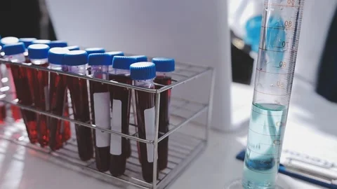 Science, research and hands in lab with notebook and computer on scientific.. Stock Footage 344456923