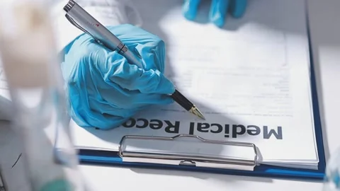 Science, research and hands in lab with notebook and computer on scientific.. Stock Footage 344456931