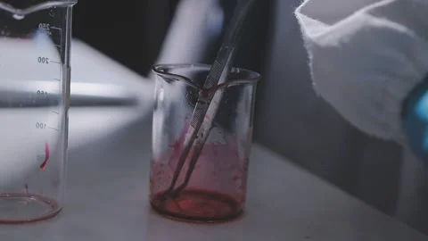 Science, research and hands in lab with notebook and computer on scientific.. Stock Footage 344457048