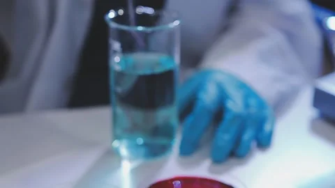 Science, research and hands in lab with notebook and computer on scientific.. Stock Footage 344457193