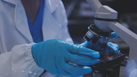 Science, research and hands in lab with notebook and computer on scientific.. Stock Footage 344457222