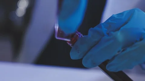 Science, research and hands in lab with notebook and computer on scientific.. Stock Footage 344457616