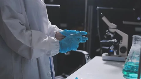 Science, research and hands in lab with notebook and computer on scientific.. Stock Footage 344457683