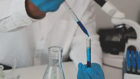 Science, research and hands in lab with notebook and computer on scientific.. Stock Footage 344458063