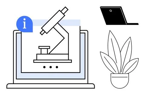 Science research, education, e-learning, work from home, online tools, techno Stockillustratie