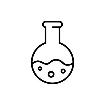 Science research experiment lab line icon. Biology chemistry flask sign, medical Stock Illustration