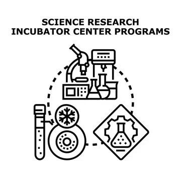 Science research incubator center programs concept illustration イラスト素材