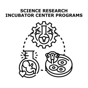 Science research incubator center programs concept illustration Illustrazione stock