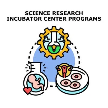 Science research incubator center programs concept illustration イラスト素材