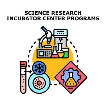 Science research incubator center programs concept illustration Stock Illustration