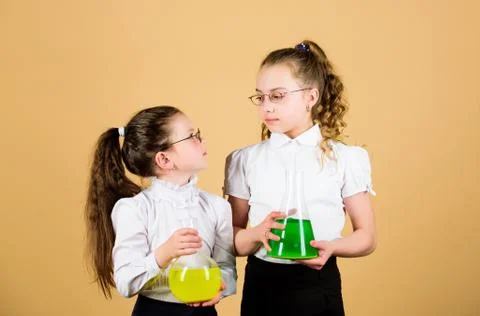 Science research in lab. children study at biology lesson. back to school 스톡 사진
