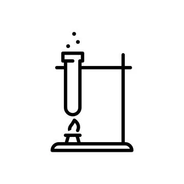 Science research lab experiment icon. Biology medical line equipment, chemistry Stock Illustration