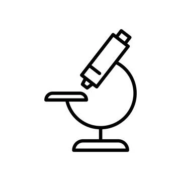 Science research lab experiment icon. Line microscope sign, chemistry medical Stock Illustration