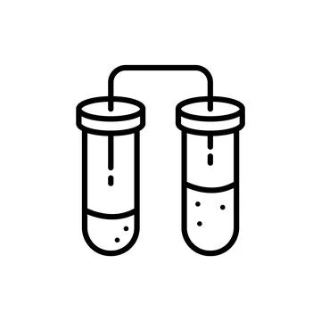 Science research lab experiment icon. Medical biology line equipment, chemistry Stock Illustration