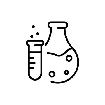 Science research lab experiment icon. Line chemistry bulb sign, medical biology Stock Illustration
