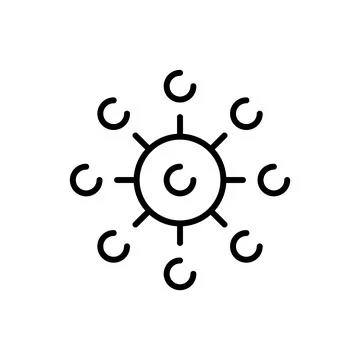 Science research lab experiment icon. Line atom sign, chemistry medical biology Stock Illustration