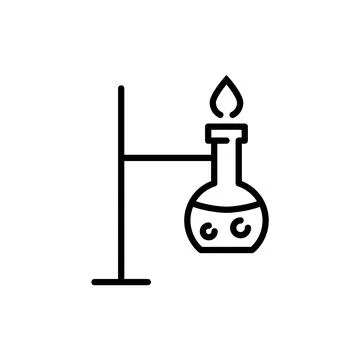 Science research lab experiment icon. Medical biology line equipment, chemistry Stock Illustration