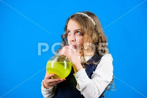 Science research in lab. Small school girl. education and knowledge. Future Stock Photos