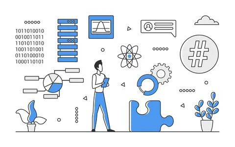 Science research studies and lab experiments Stock Illustration