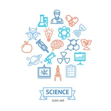 Science Research Thin Line Icon Concept 스톡 일러스트