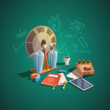 Science retro cartoon set イラスト素材
