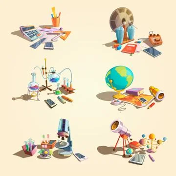 Science retro cartoon set Stockillustratie