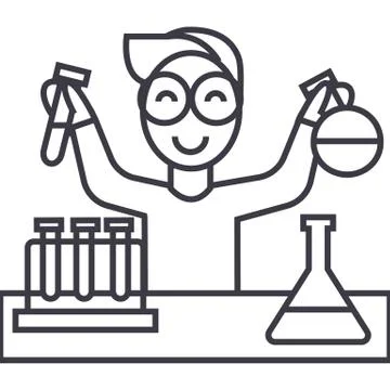 Science in school, lab tests vector line icon, sign, illustration on background Stock Illustration